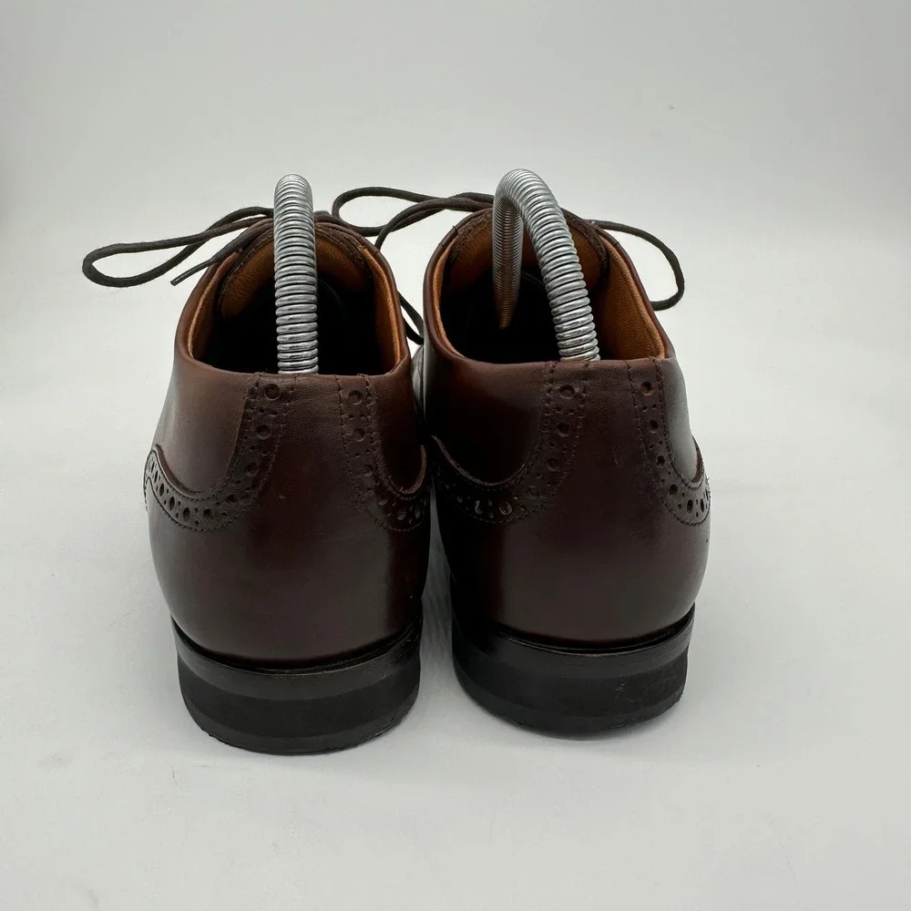 Wolf Shepherd‎ Mens Oxford Dress Shoes 8 Brown Wing Tip Lace Up Italian Leather